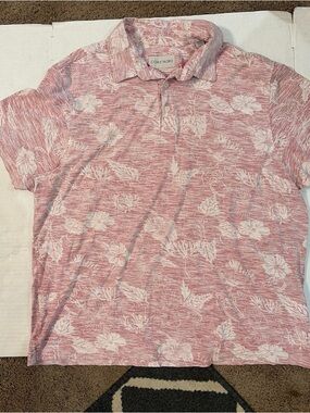 Source Unknown Pink & White Floral Polo Shirt